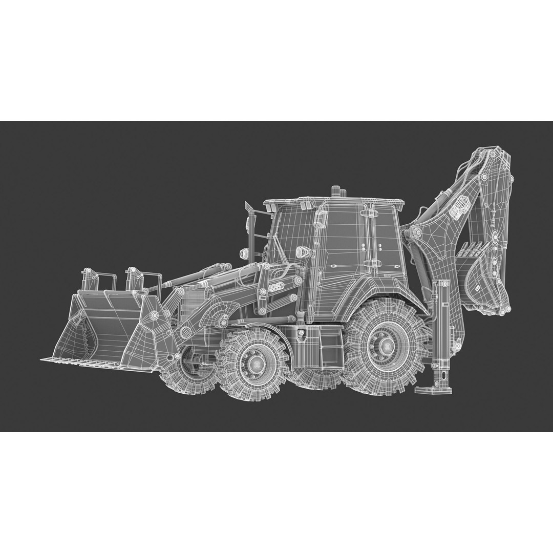 CAT Side Shift Backhoe Loader 3D Model – High Poly PBR Textures, FBX - View 3