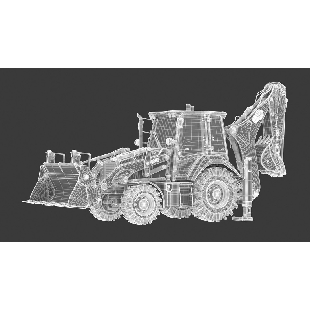 CAT Side Shift Backhoe Loader 3D Model – High Poly PBR Textures, FBX - View 4