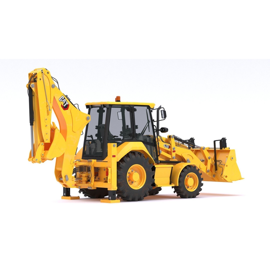 CAT Side Shift Backhoe Loader 3D Model – High Poly PBR Textures, FBX - View 5