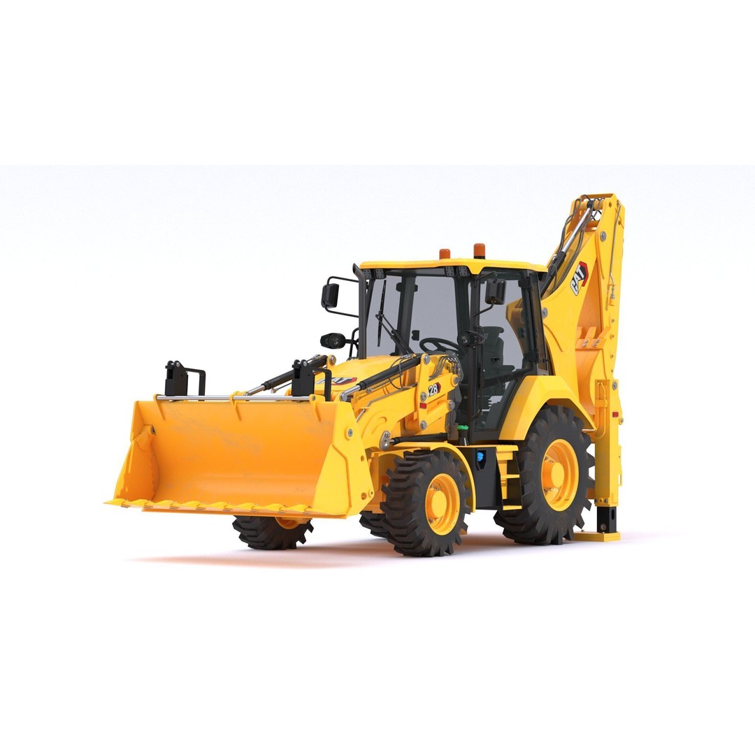 CAT Side Shift Backhoe Loader 3D Model – High Poly PBR Textures, FBX - View 6