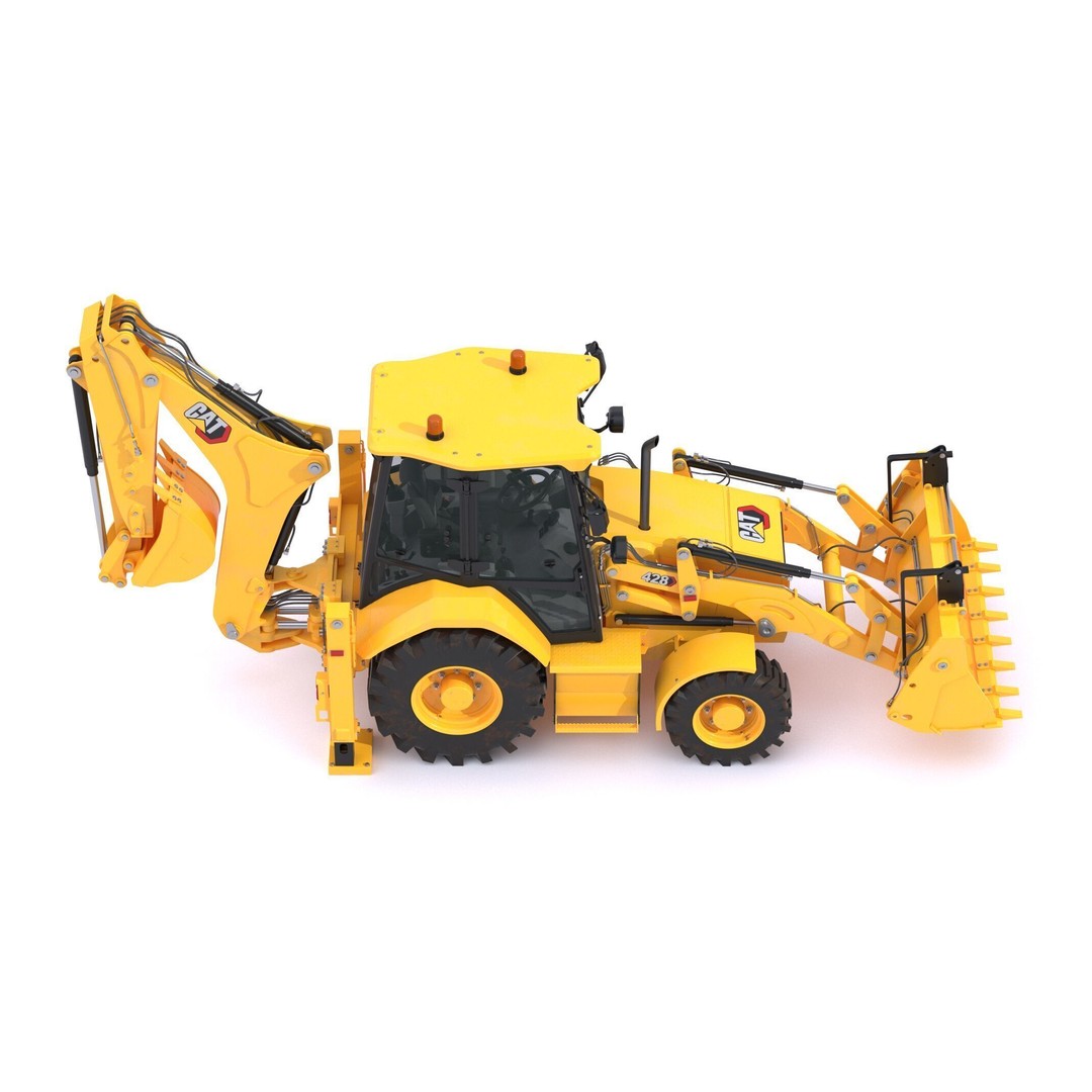 CAT Side Shift Backhoe Loader 3D Model – High Poly PBR Textures, FBX - View 7