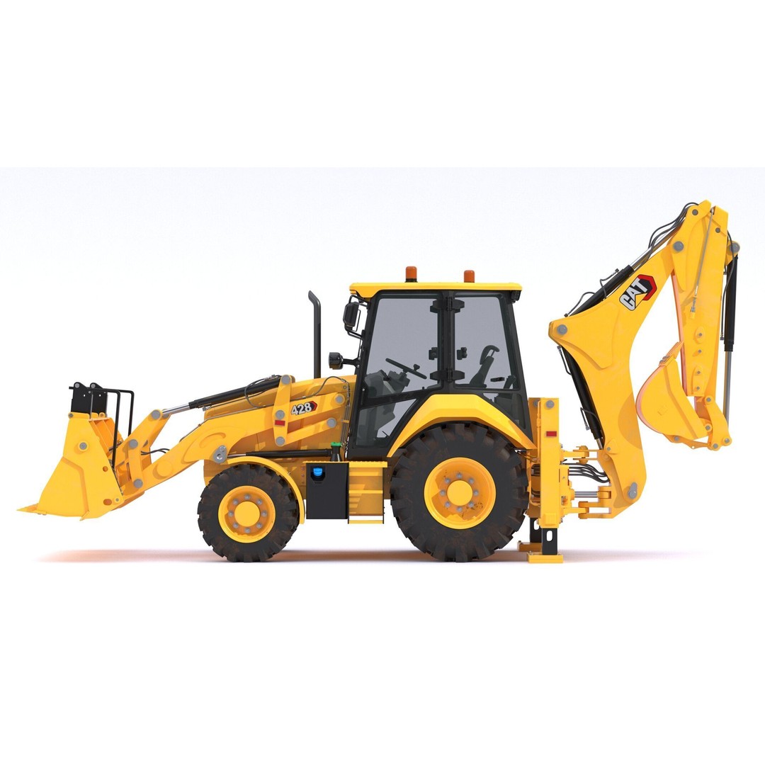 CAT Side Shift Backhoe Loader 3D Model – High Poly PBR Textures, FBX - View 8
