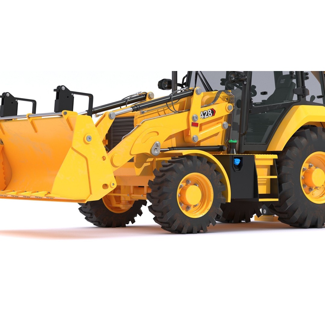 CAT Side Shift Backhoe Loader 3D Model – High Poly PBR Textures, FBX - View 9