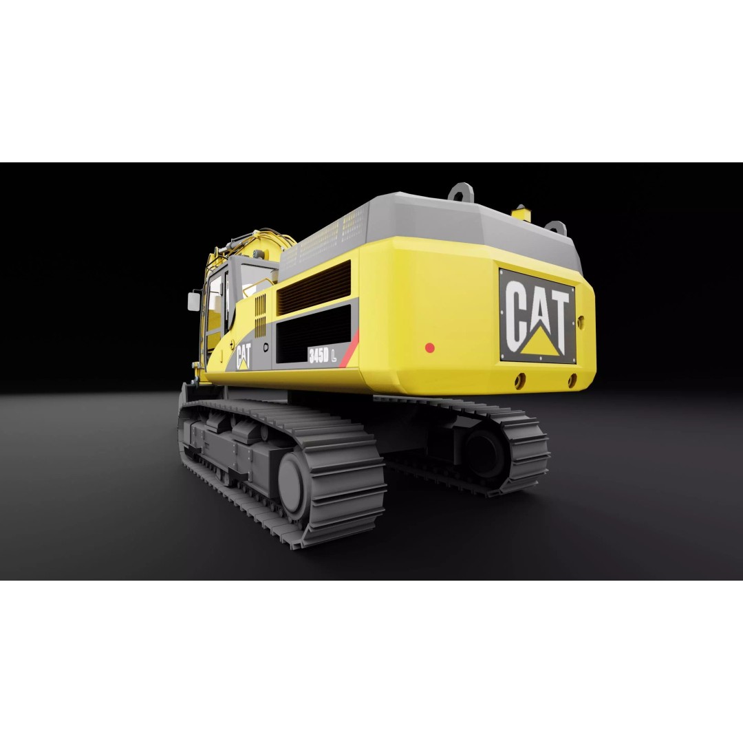 Cat 345 Tractor 3D Model – Low Poly Industrial Vehicle, FBX, Blender