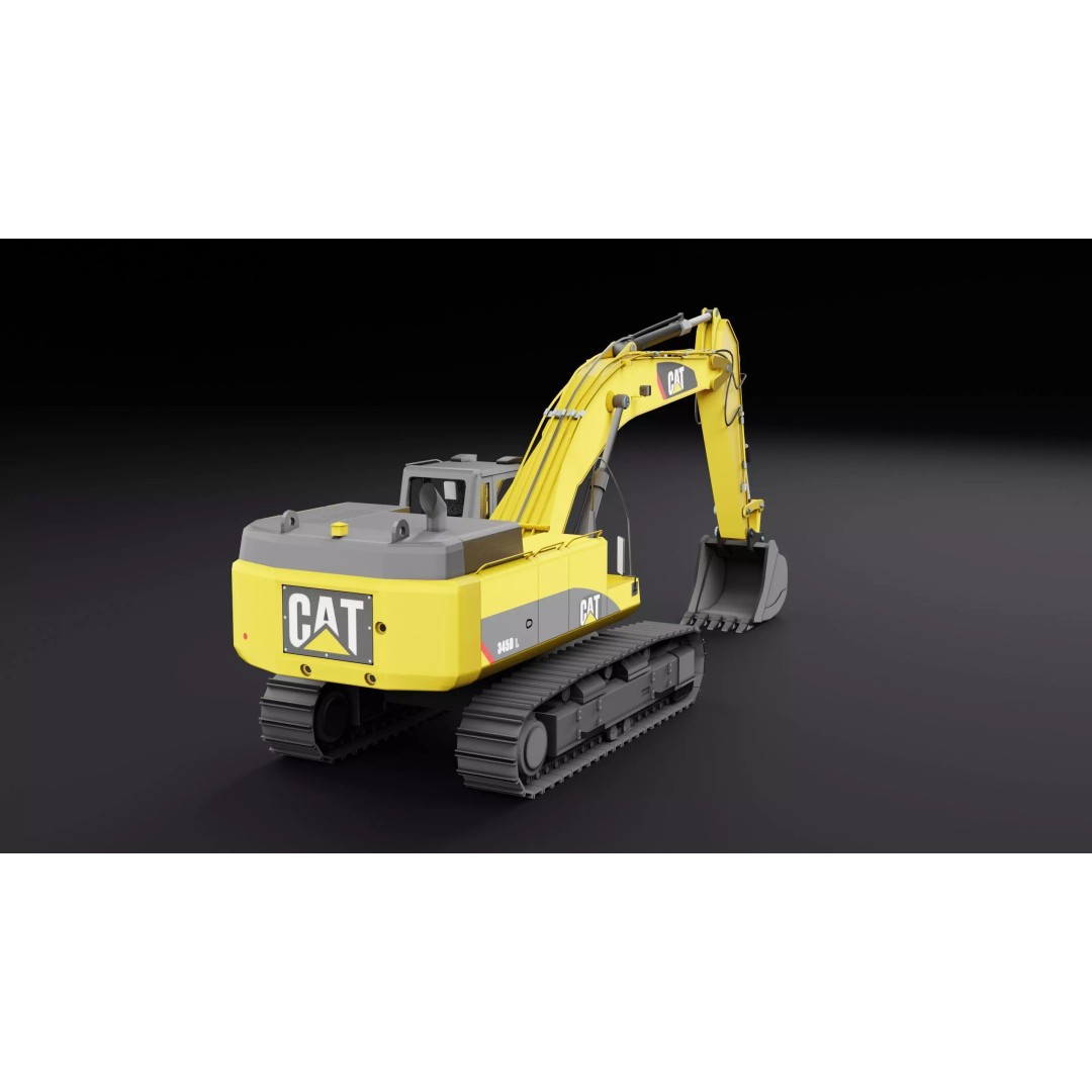 Cat 345 Tractor 3D Model – Low Poly Industrial Vehicle, FBX, Blender - View 11