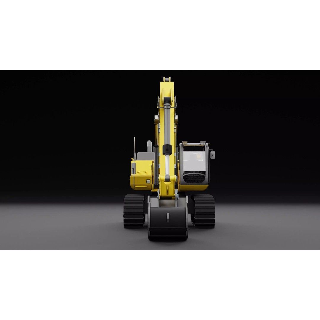 Cat 345 Tractor 3D Model – Low Poly Industrial Vehicle, FBX, Blender - View 3