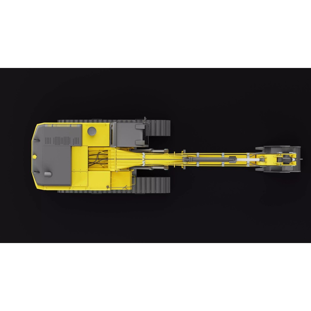 Cat 345 Tractor 3D Model – Low Poly Industrial Vehicle, FBX, Blender - View 6