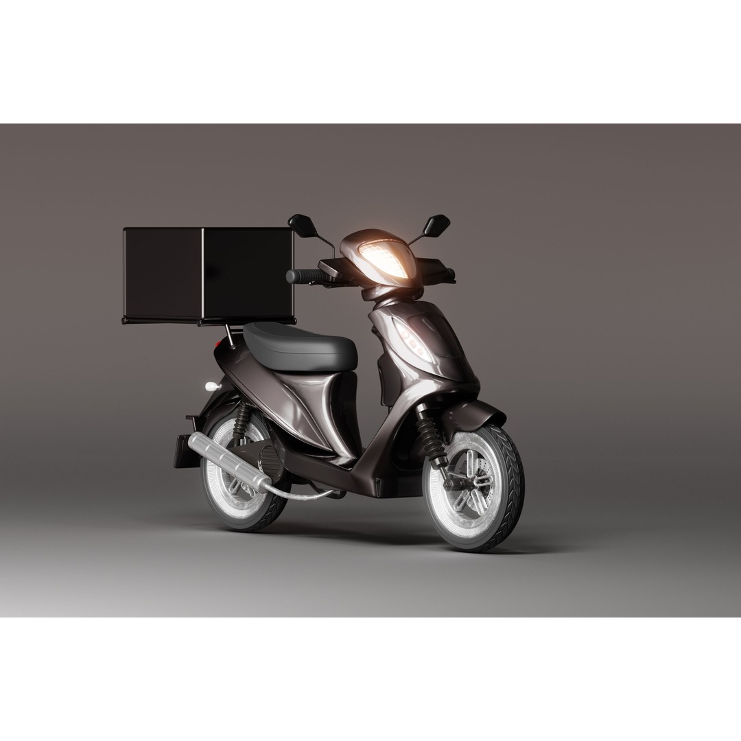 Delivery Scooter 3D Model – Low Poly Game Asset, FBX & OBJ Formats - View 11
