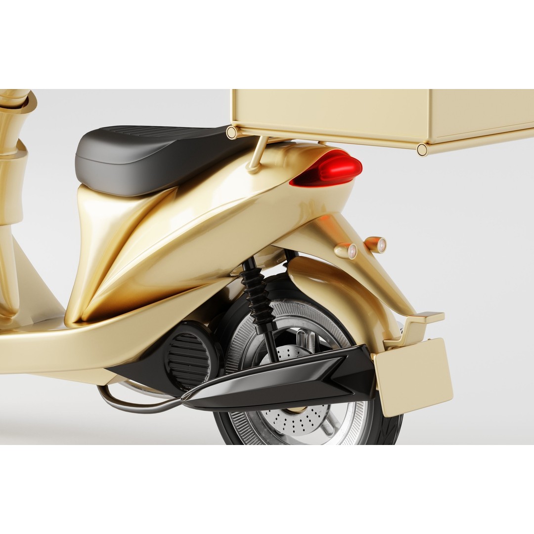 Delivery Scooter 3D Model – Low Poly Game Asset, FBX & OBJ Formats - View 12
