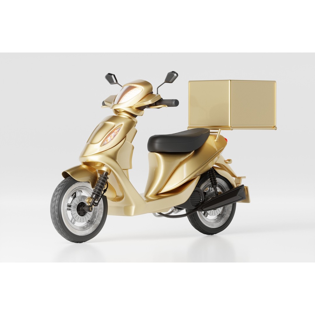 Delivery Scooter 3D Model – Low Poly Game Asset, FBX & OBJ Formats - View 14