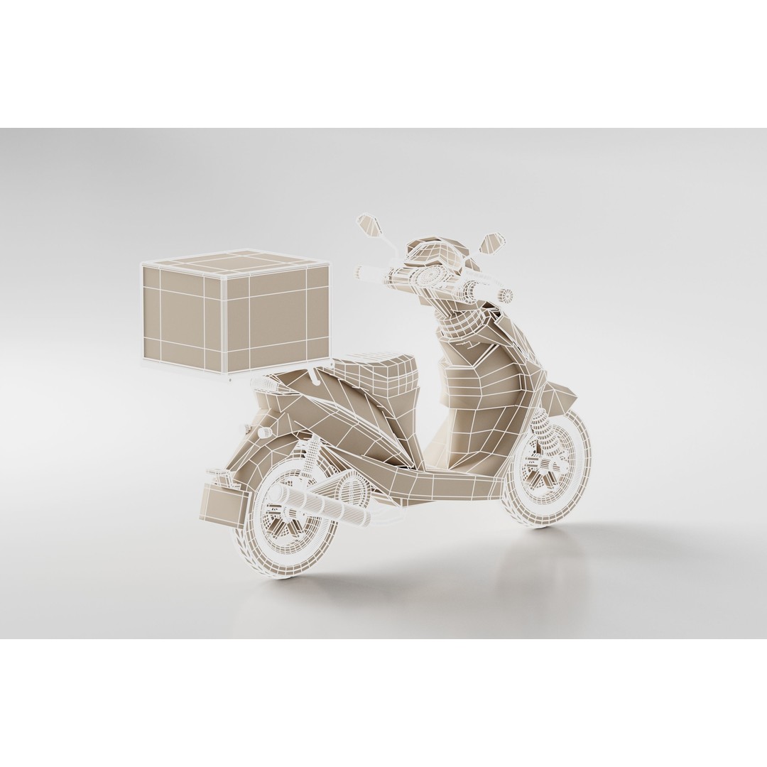 Delivery Scooter 3D Model – Low Poly Game Asset, FBX & OBJ Formats - View 15