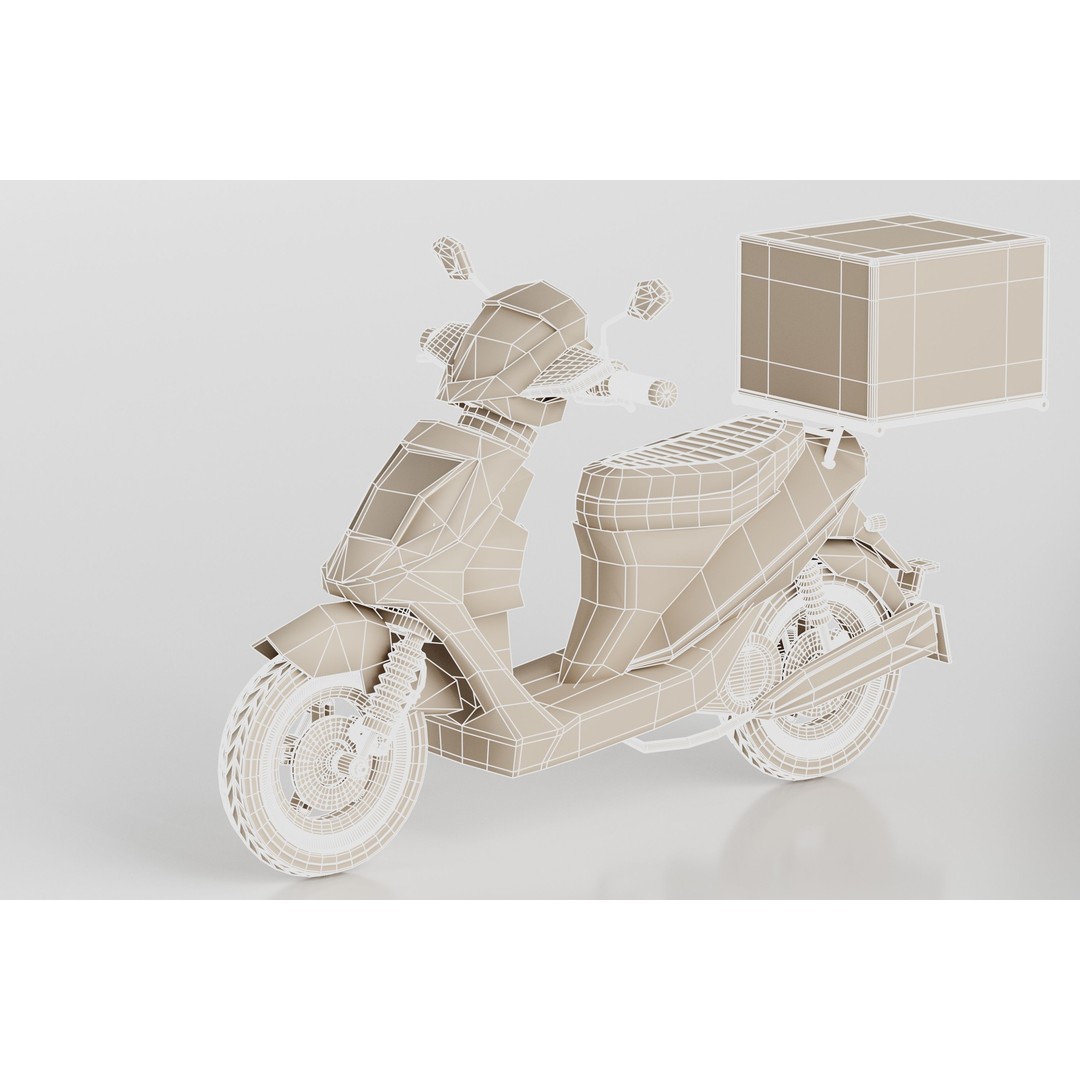 Delivery Scooter 3D Model – Low Poly Game Asset, FBX & OBJ Formats - View 16