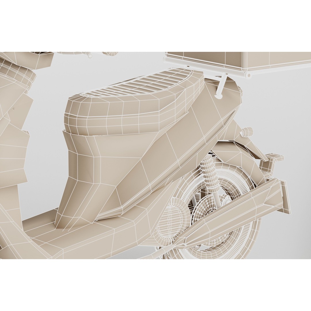 Delivery Scooter 3D Model – Low Poly Game Asset, FBX & OBJ Formats - View 19