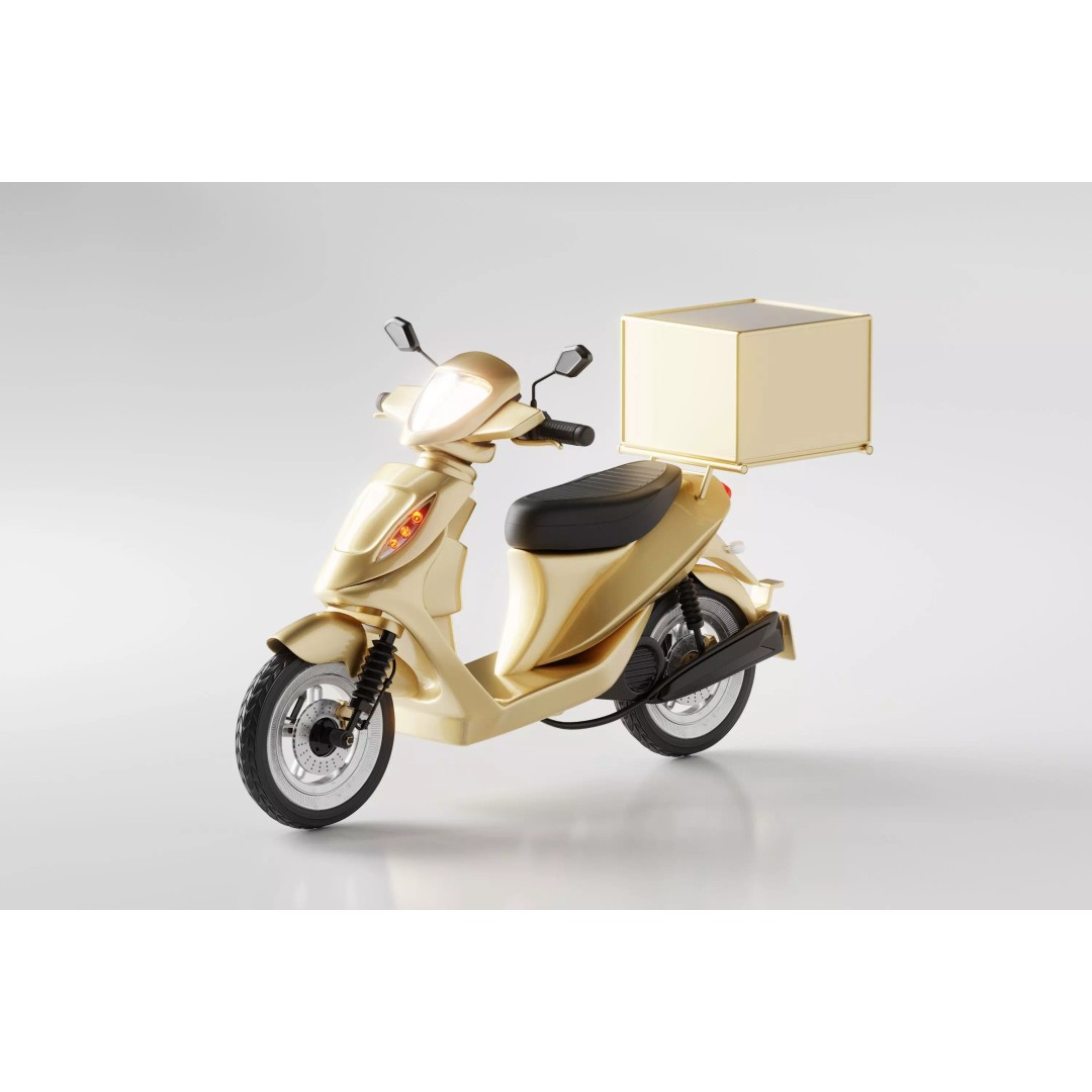 Delivery Scooter 3D Model – Low Poly Game Asset, FBX & OBJ Formats - View 2