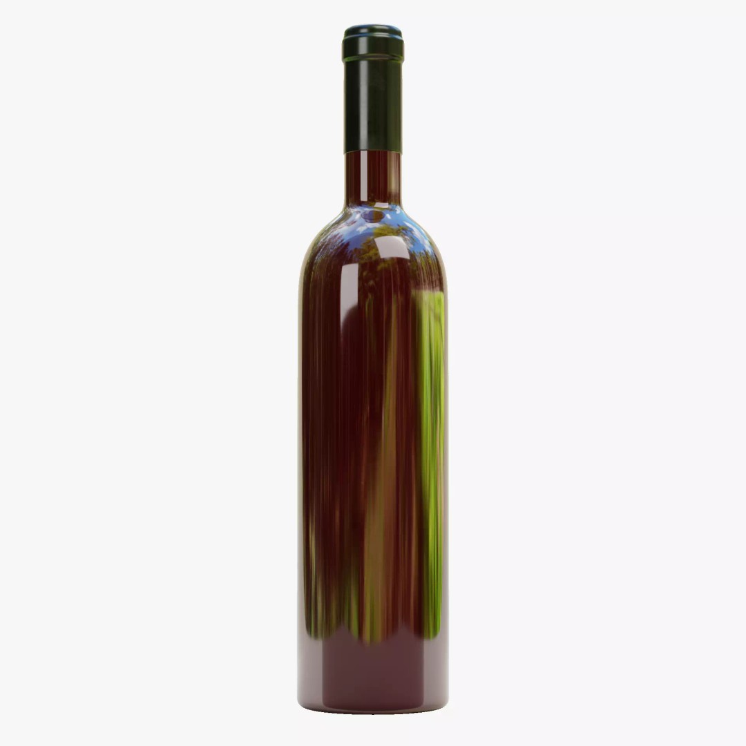 Wine Bottle 3D Model – Low Poly PBR Packaging Concept, Blender