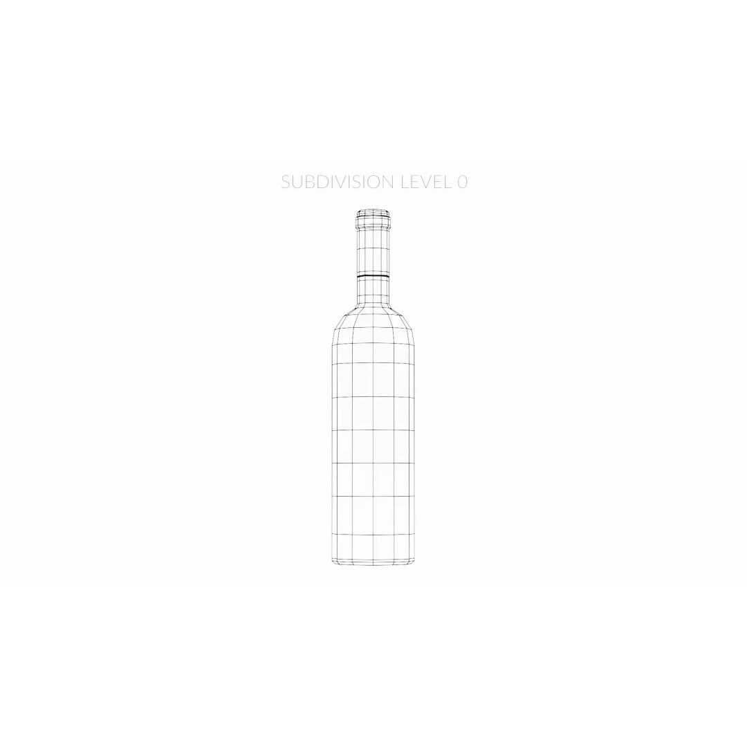 Wine Bottle 3D Model – Low Poly PBR Packaging Concept, Blender - View 10