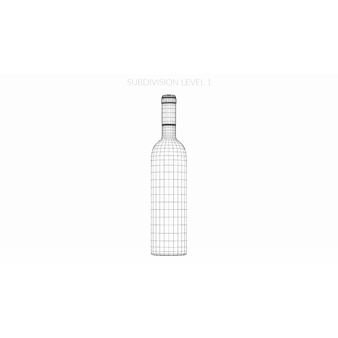 Wine Bottle 3D Model – Low Poly PBR Packaging Concept, Blender - View 11