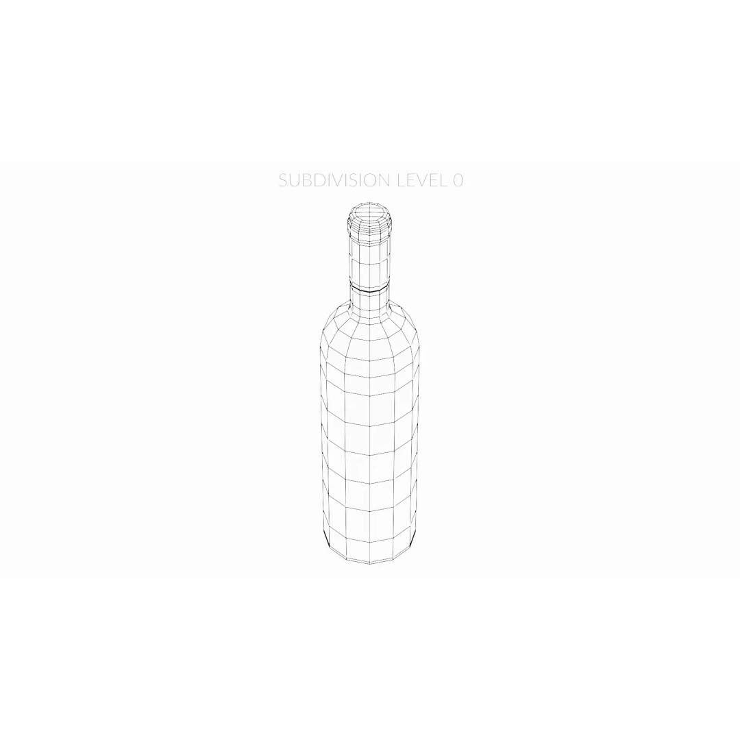 Wine Bottle 3D Model – Low Poly PBR Packaging Concept, Blender - View 12