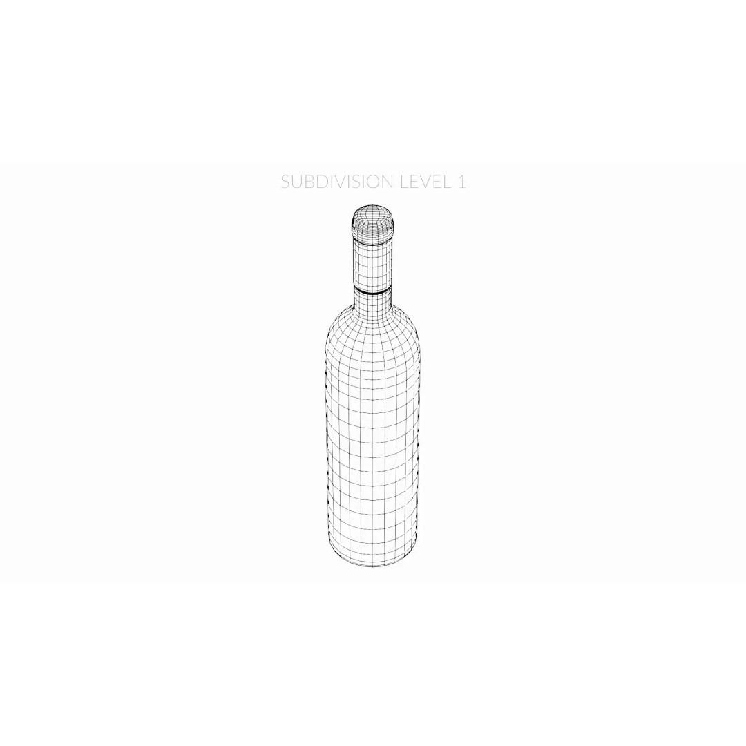 Wine Bottle 3D Model – Low Poly PBR Packaging Concept, Blender - View 13