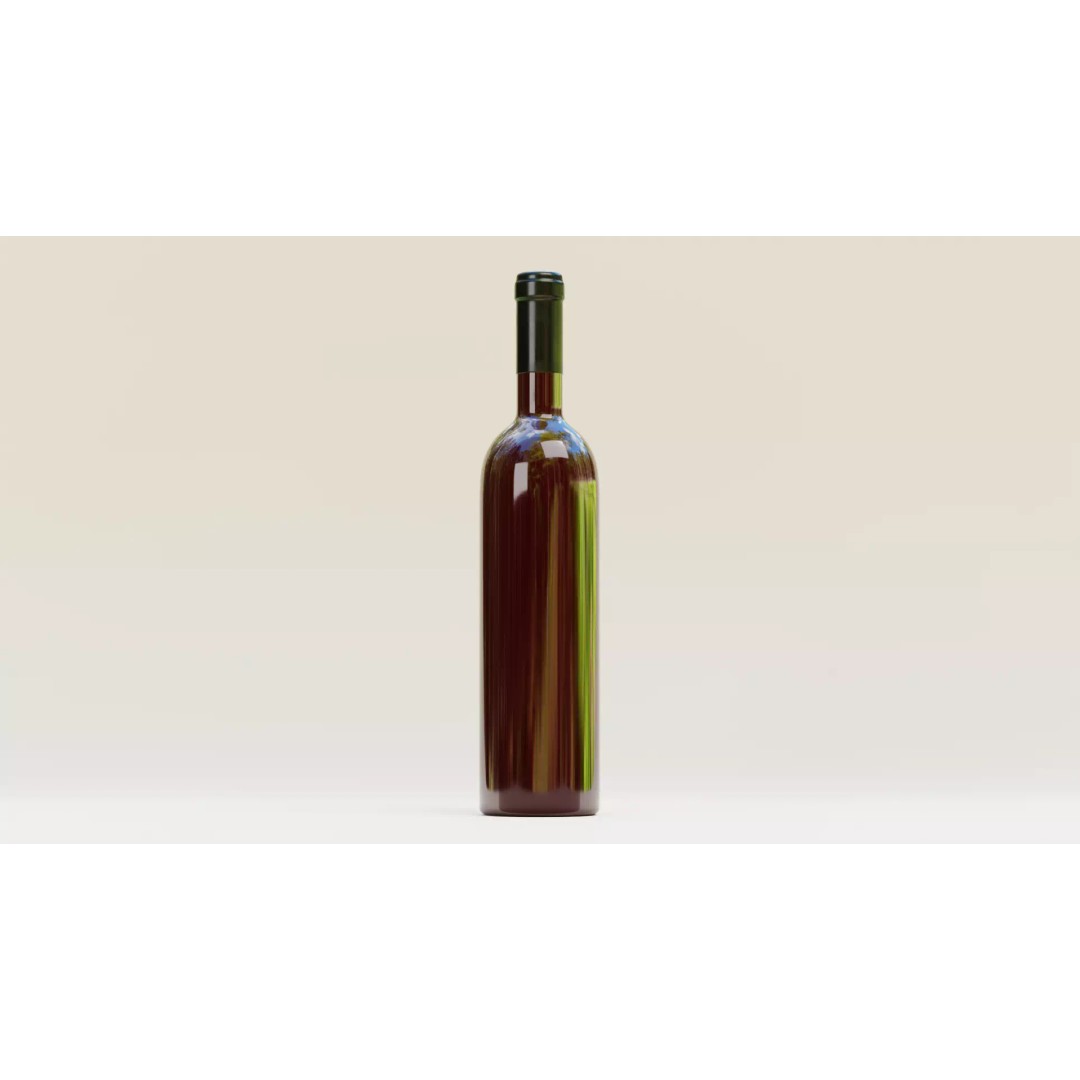 Wine Bottle 3D Model – Low Poly PBR Packaging Concept, Blender - View 2