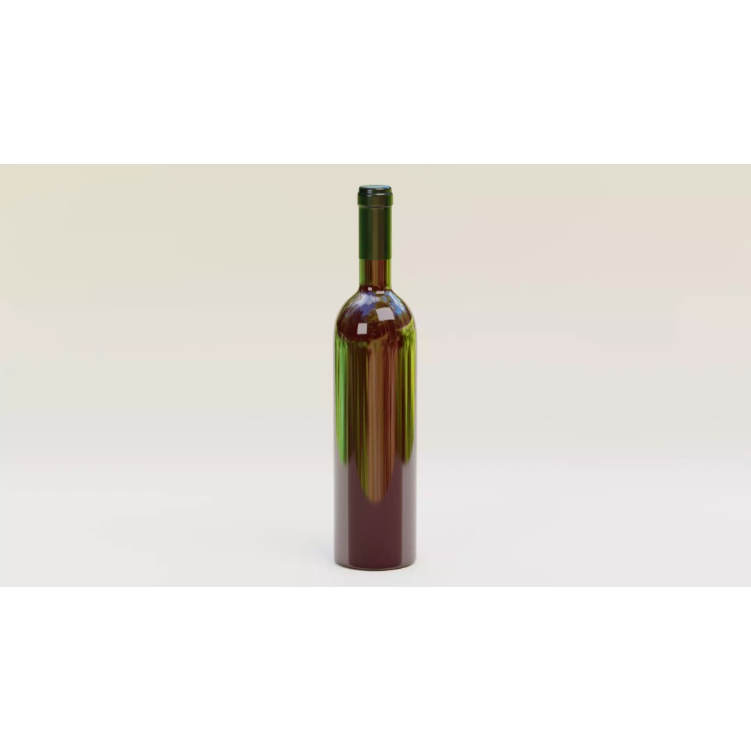 Wine Bottle 3D Model – Low Poly PBR Packaging Concept, Blender - View 3