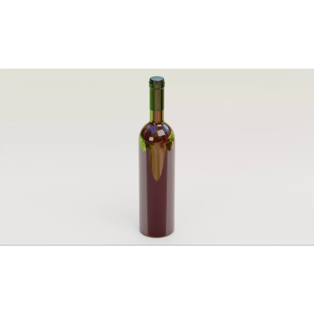 Wine Bottle 3D Model – Low Poly PBR Packaging Concept, Blender - View 4