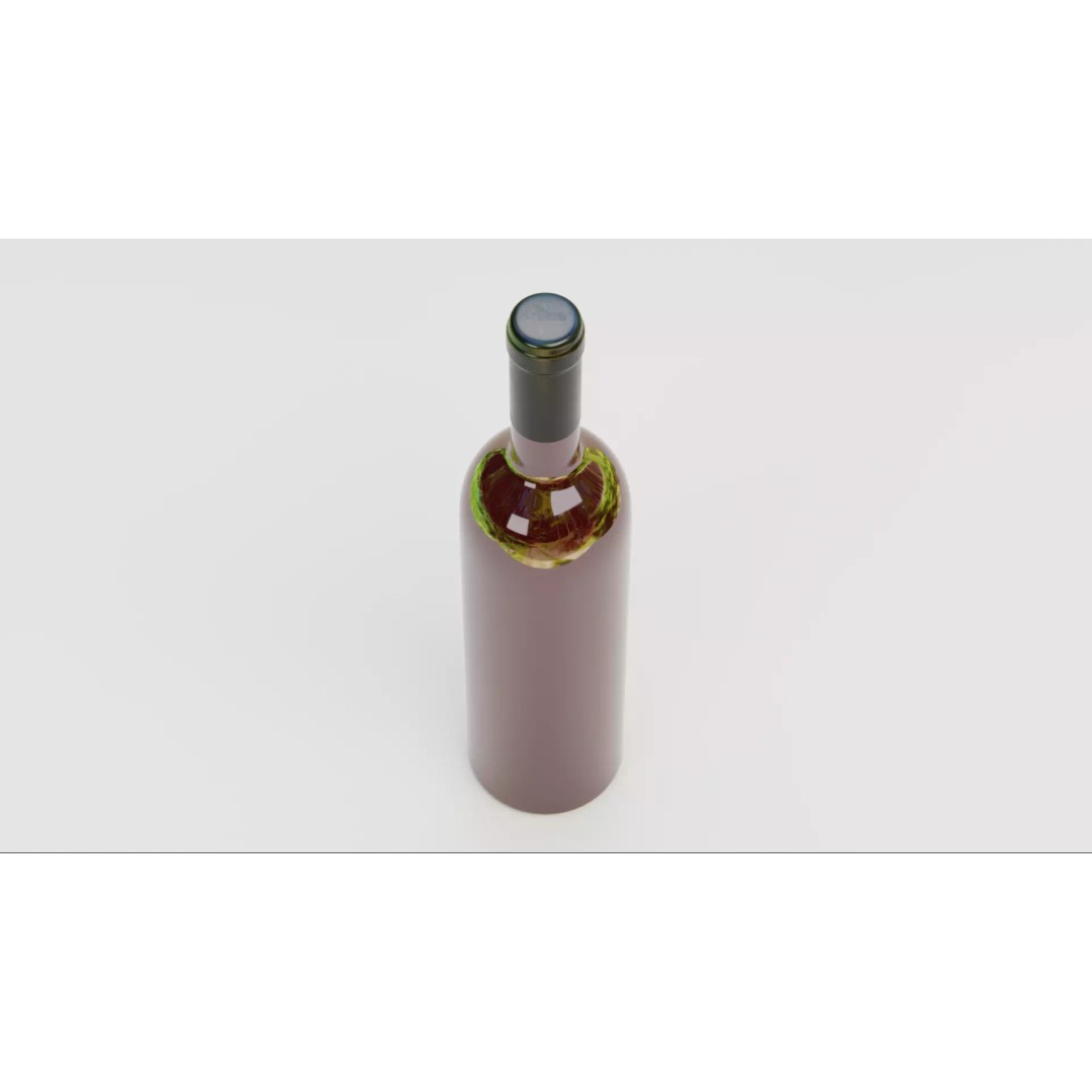 Wine Bottle 3D Model – Low Poly PBR Packaging Concept, Blender - View 5