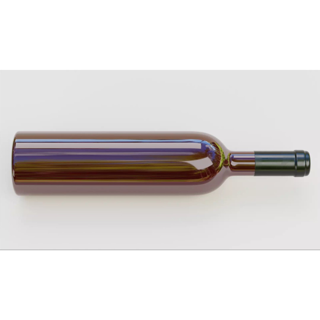 Wine Bottle 3D Model – Low Poly PBR Packaging Concept, Blender - View 7