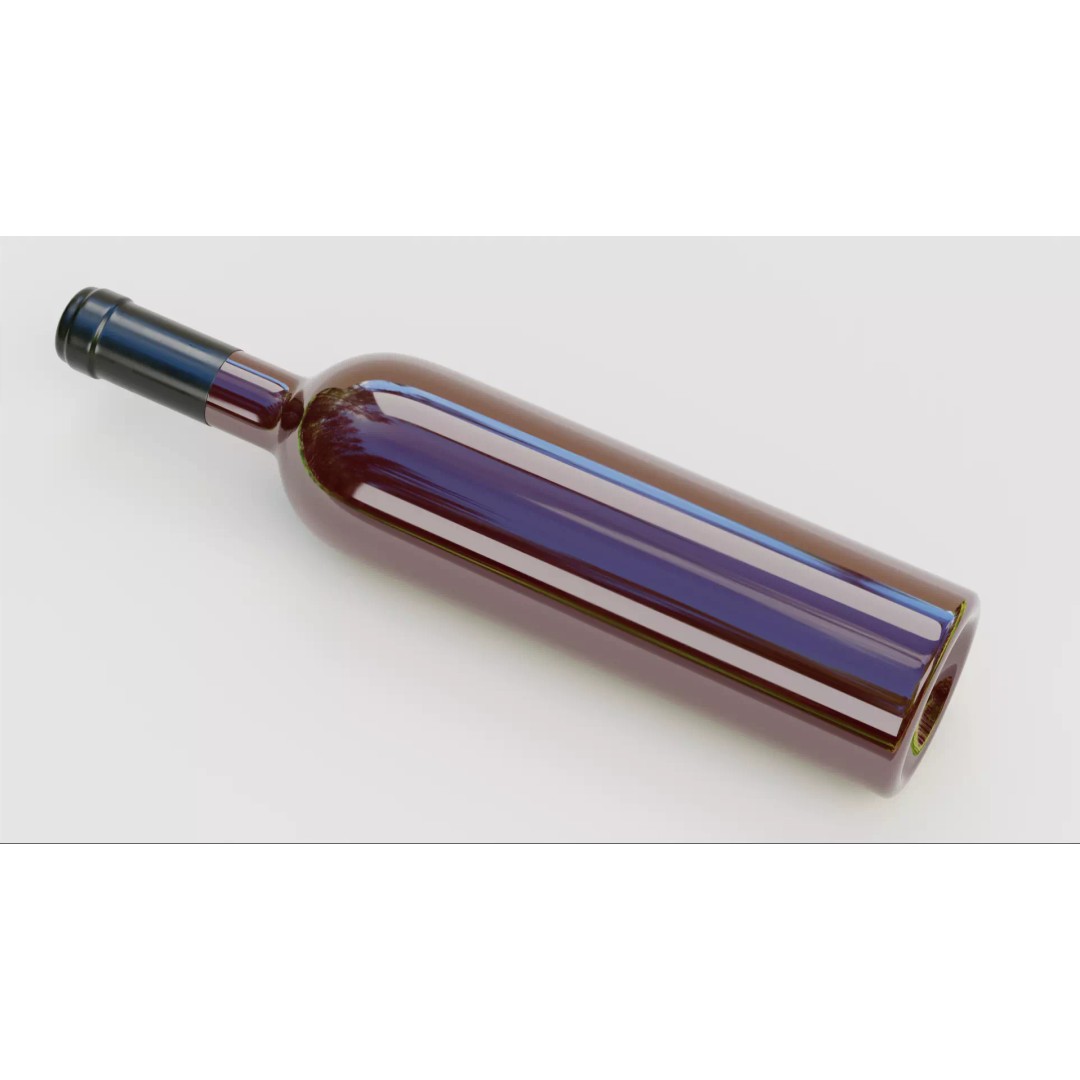 Wine Bottle 3D Model – Low Poly PBR Packaging Concept, Blender - View 8