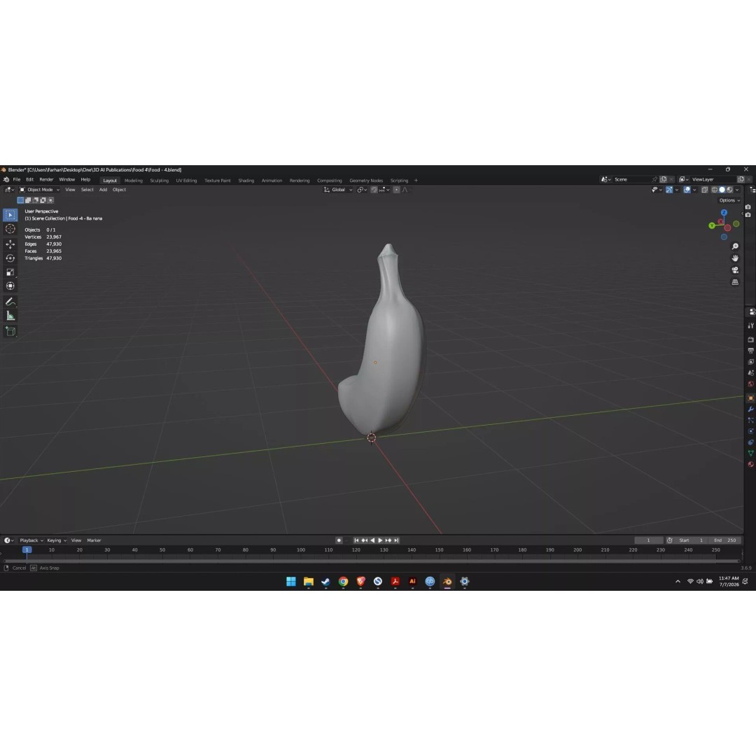 Banana 3D Model – High Poly Stylized Fruit for Games, FBX - View 50