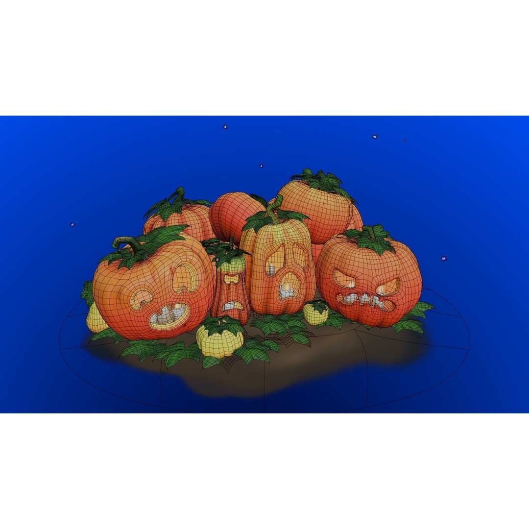 Stylized Pumpkins 3D Model – Low Poly Halloween Asset, FBX - View 5