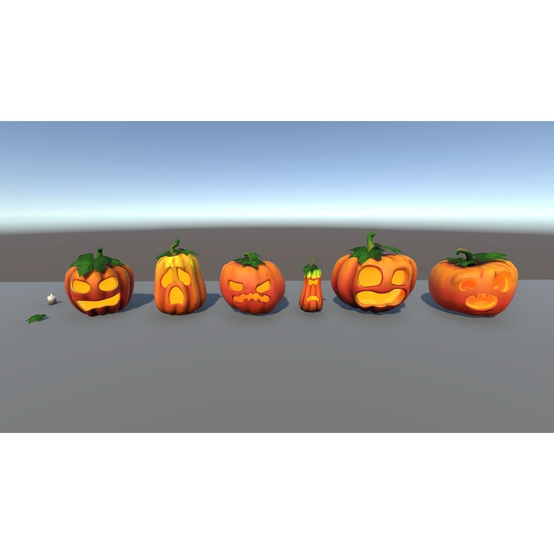 Stylized Pumpkins 3D Model – Low Poly Halloween Asset, FBX - View 9