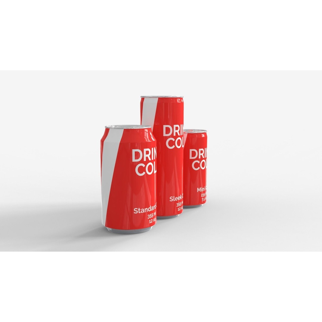 Cans 3D Model – Classic Standard, Sleek, and Mini, FBX, PBR Textures - View 10