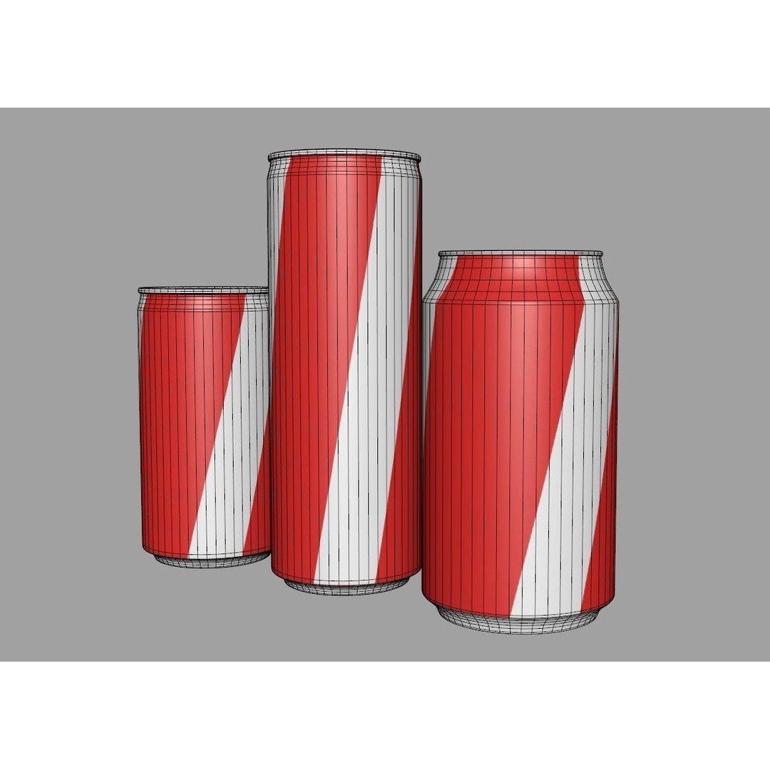 Cans 3D Model – Classic Standard, Sleek, and Mini, FBX, PBR Textures - View 14
