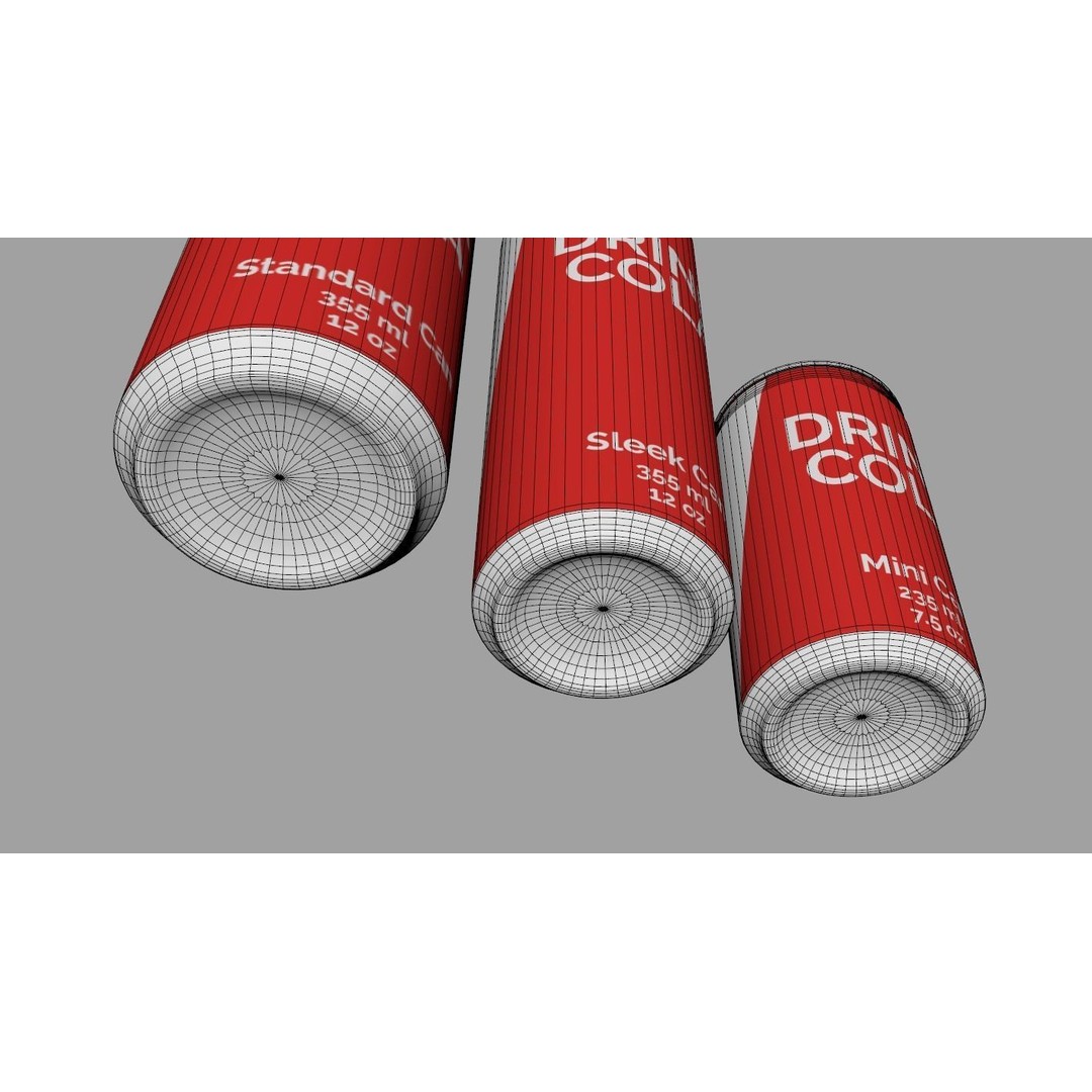 Cans 3D Model – Classic Standard, Sleek, and Mini, FBX, PBR Textures - View 15