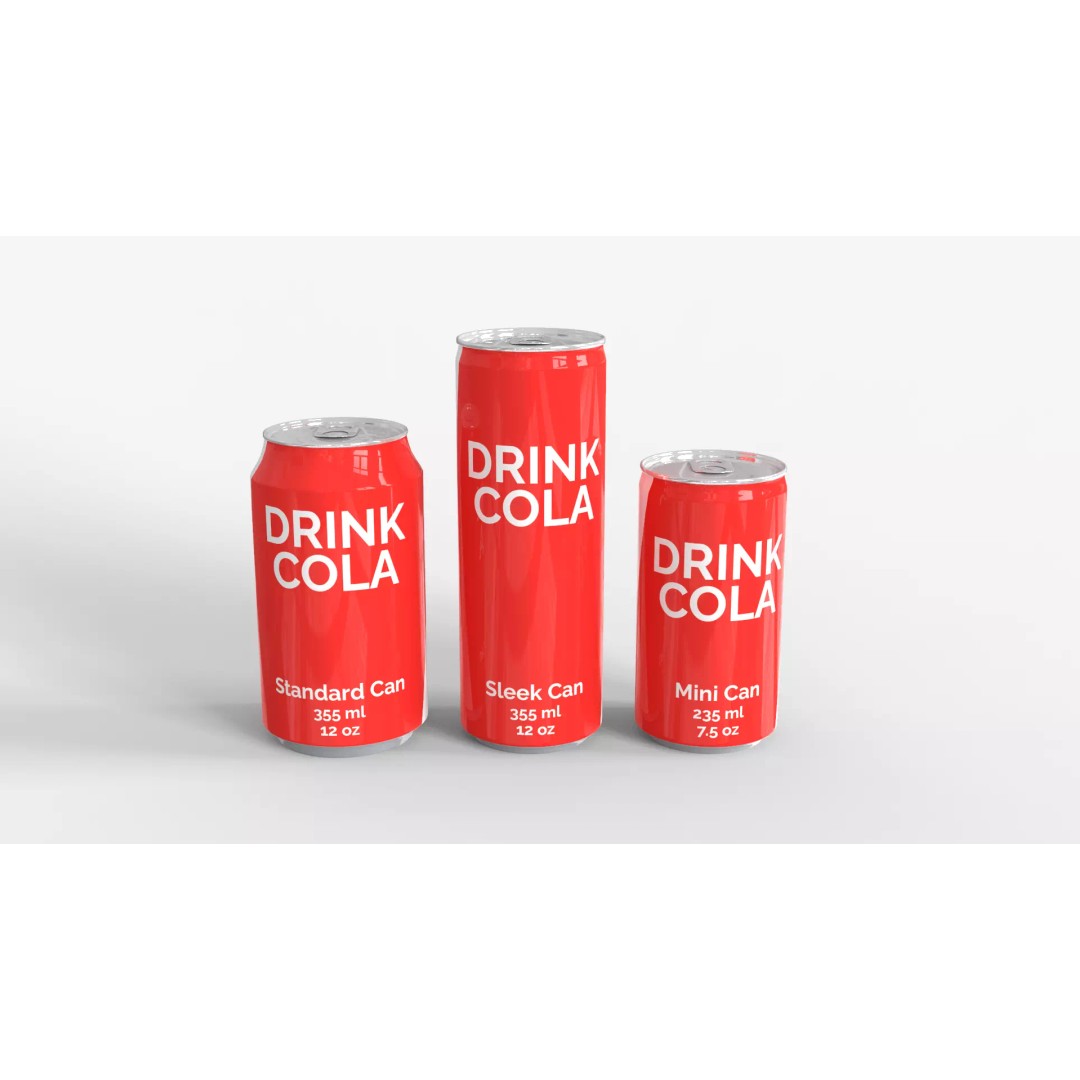 Cans 3D Model – Classic Standard, Sleek, and Mini, FBX, PBR Textures - View 2