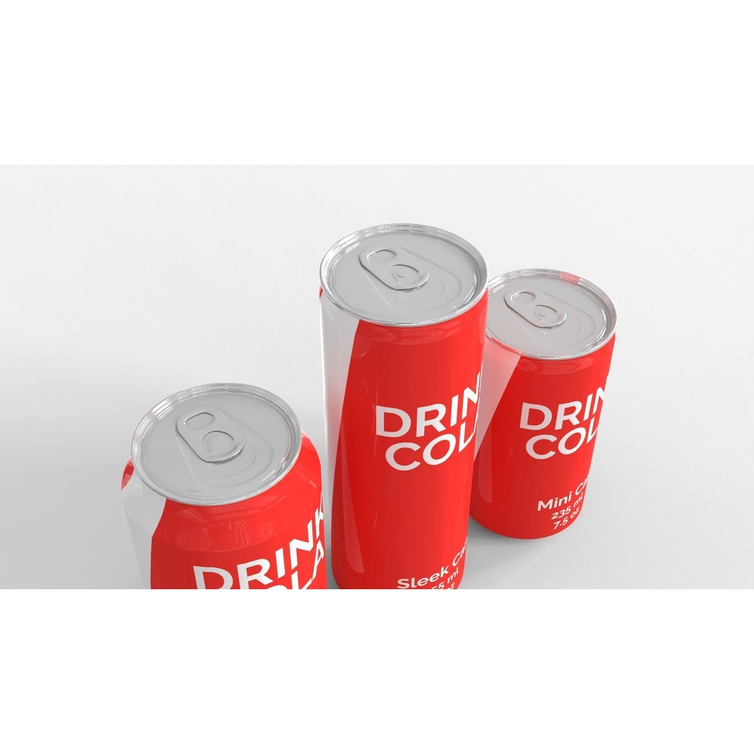 Cans 3D Model – Classic Standard, Sleek, and Mini, FBX, PBR Textures - View 3
