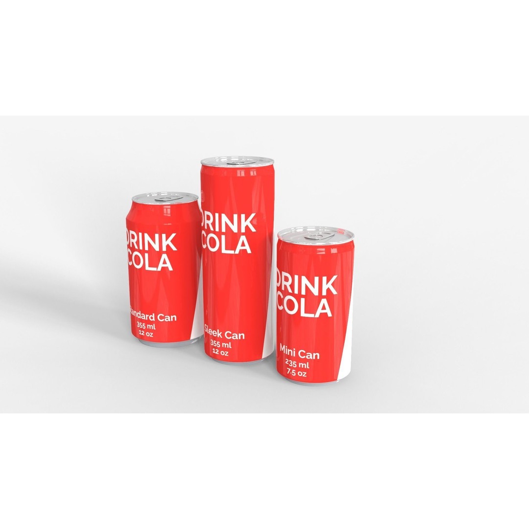 Cans 3D Model – Classic Standard, Sleek, and Mini, FBX, PBR Textures - View 5