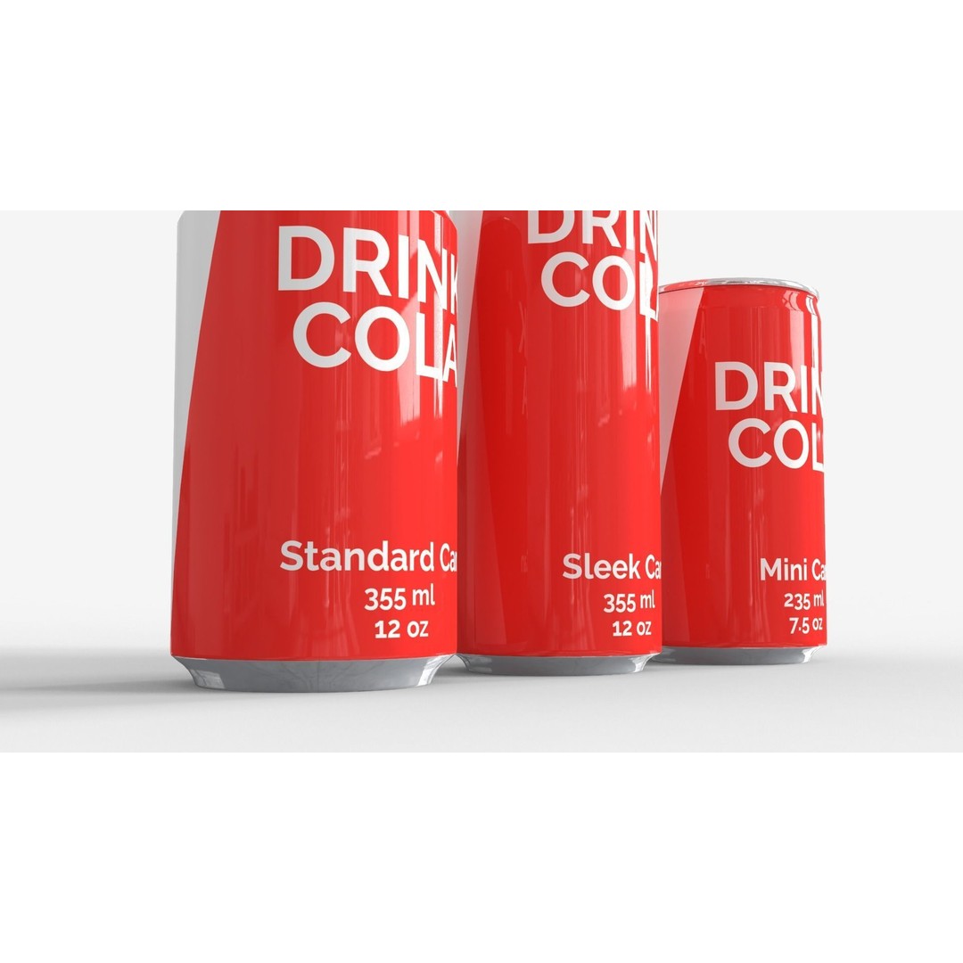 Cans 3D Model – Classic Standard, Sleek, and Mini, FBX, PBR Textures - View 8