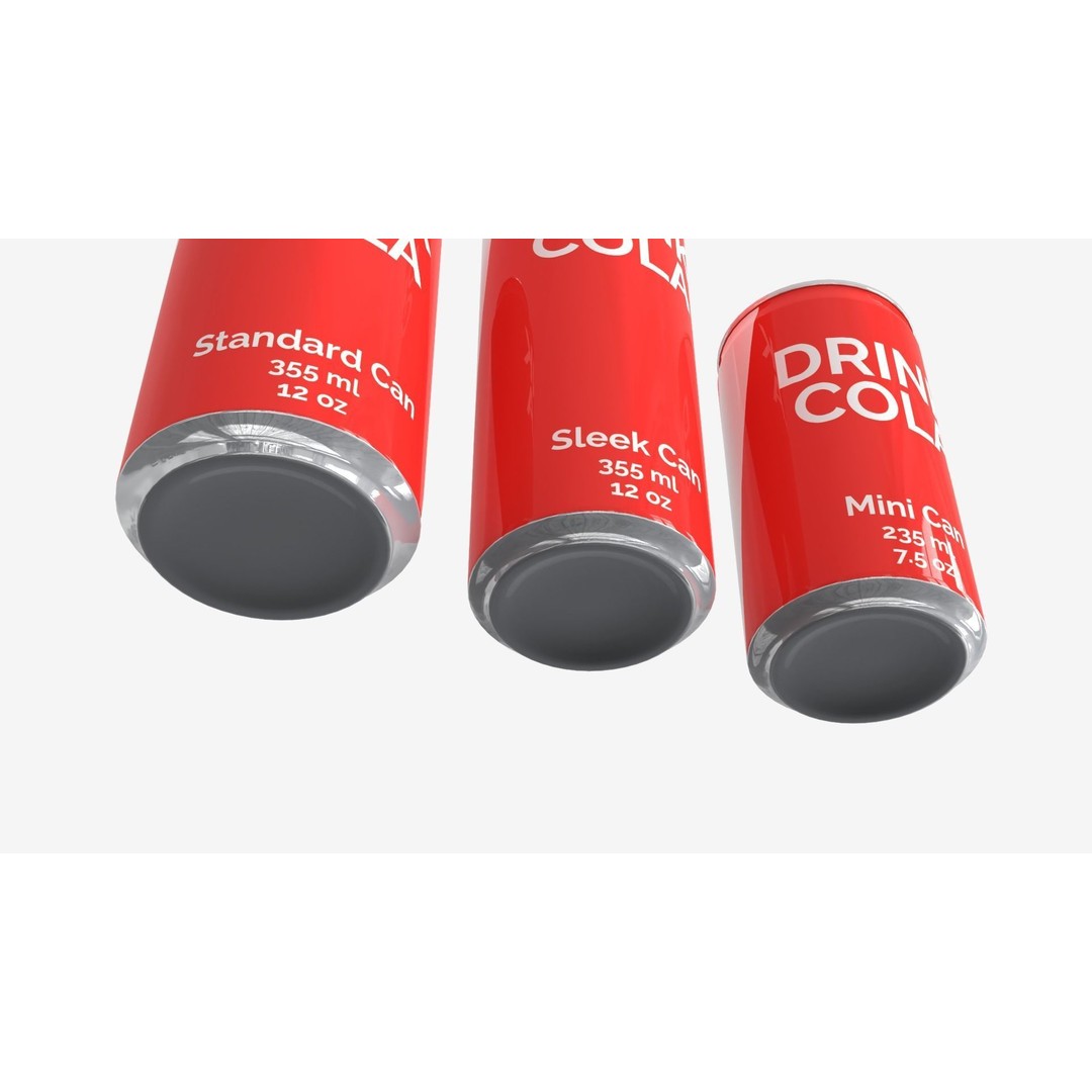 Cans 3D Model – Classic Standard, Sleek, and Mini, FBX, PBR Textures - View 9