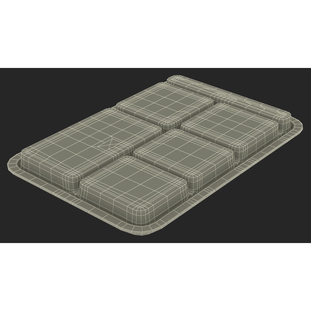 Compartment Meal Tray 3D Model – Blue Catering Accessory, PBR Textures