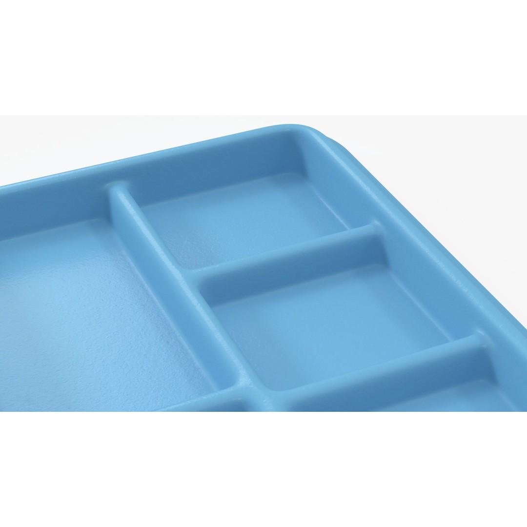 Compartment Meal Tray 3D Model – Blue Catering Accessory, PBR Textures - View 11