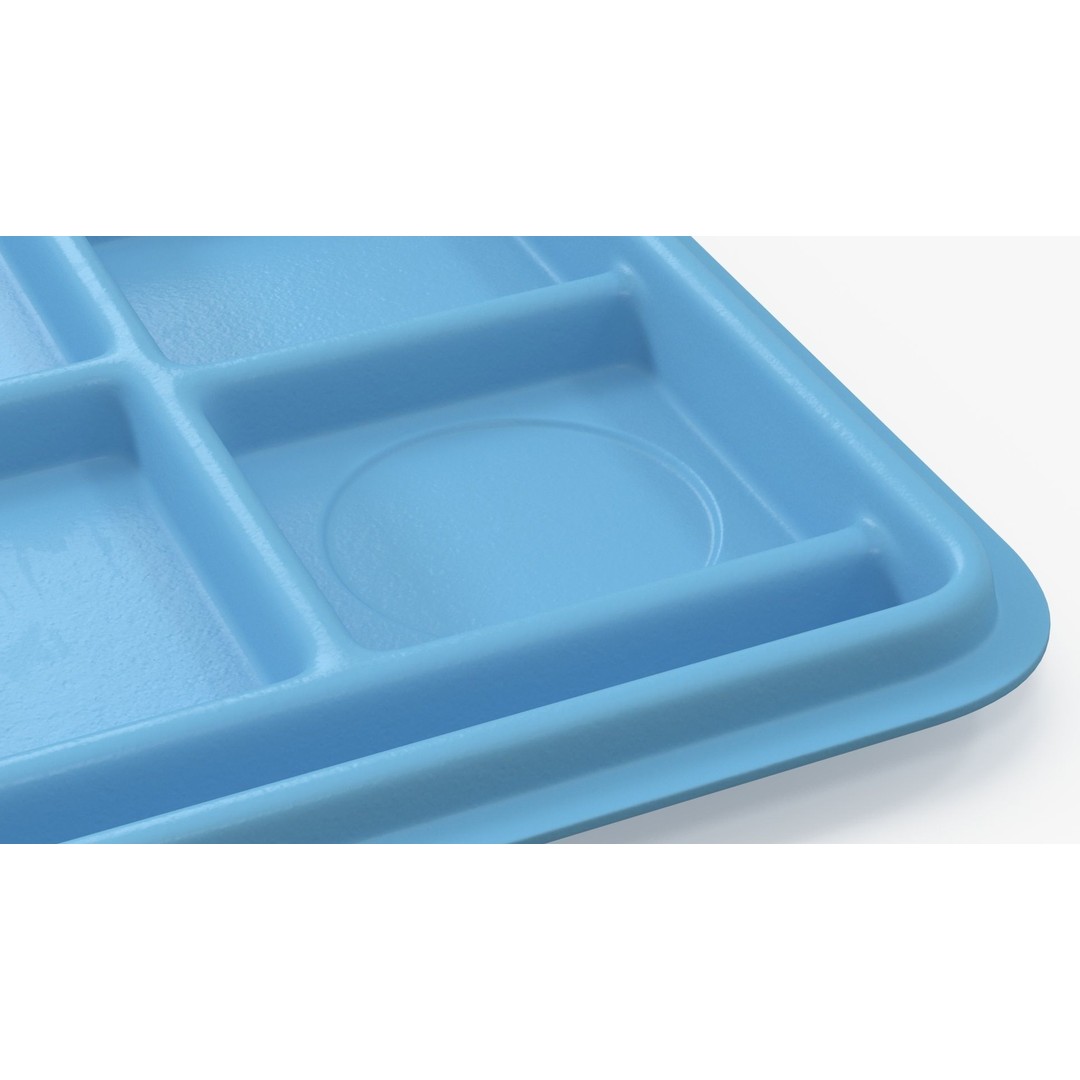 Compartment Meal Tray 3D Model – Blue Catering Accessory, PBR Textures - View 12
