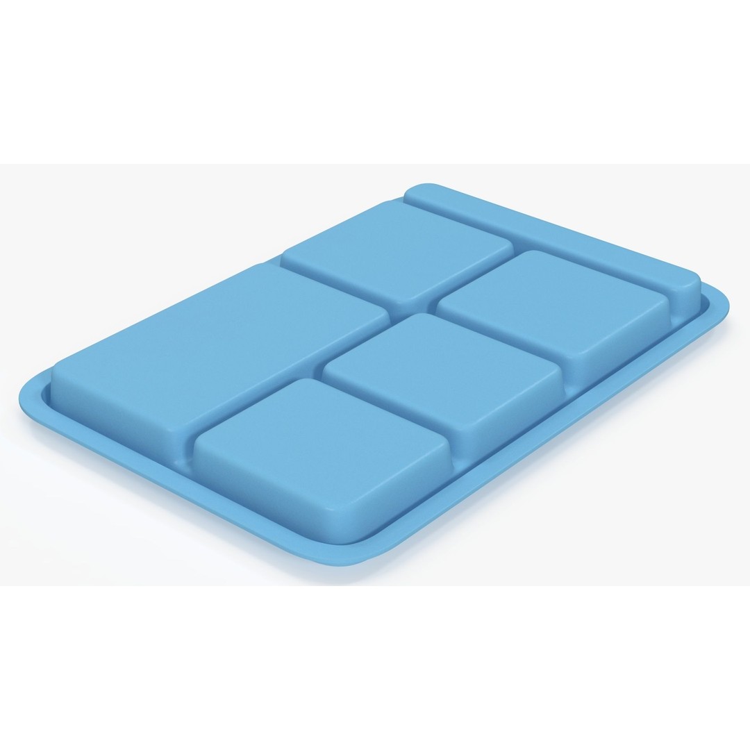 Compartment Meal Tray 3D Model – Blue Catering Accessory, PBR Textures - View 13