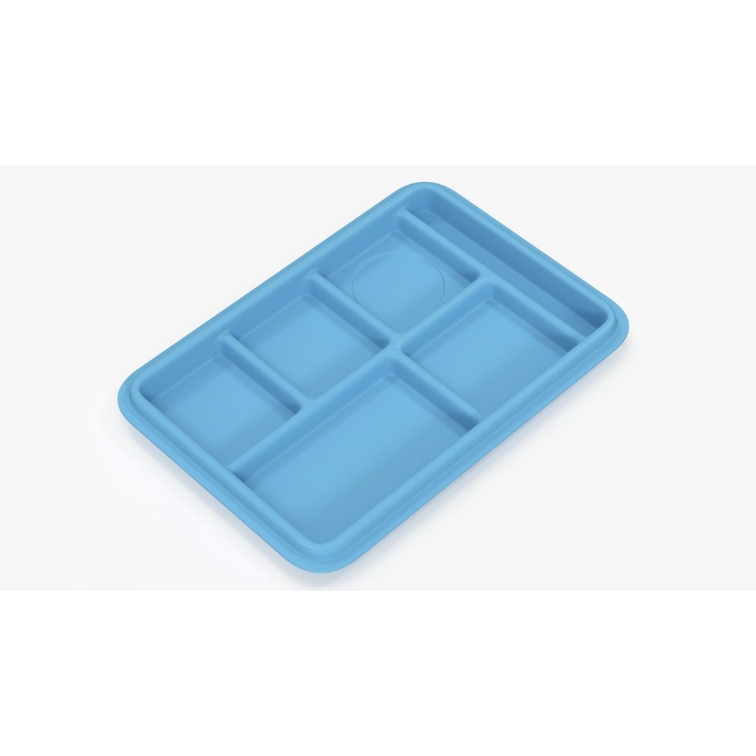 Compartment Meal Tray 3D Model – Blue Catering Accessory, PBR Textures - View 2