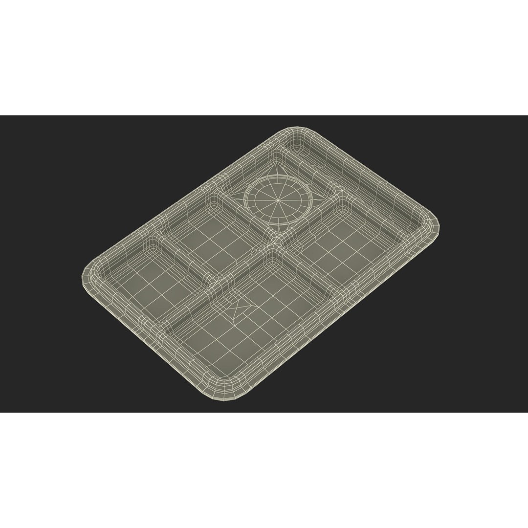 Compartment Meal Tray 3D Model – Blue Catering Accessory, PBR Textures - View 25