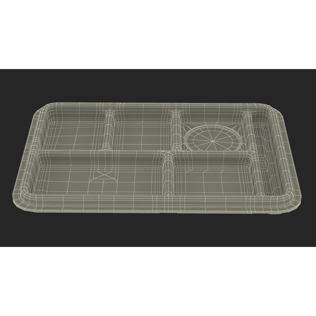 Compartment Meal Tray 3D Model – Blue Catering Accessory, PBR Textures - View 26