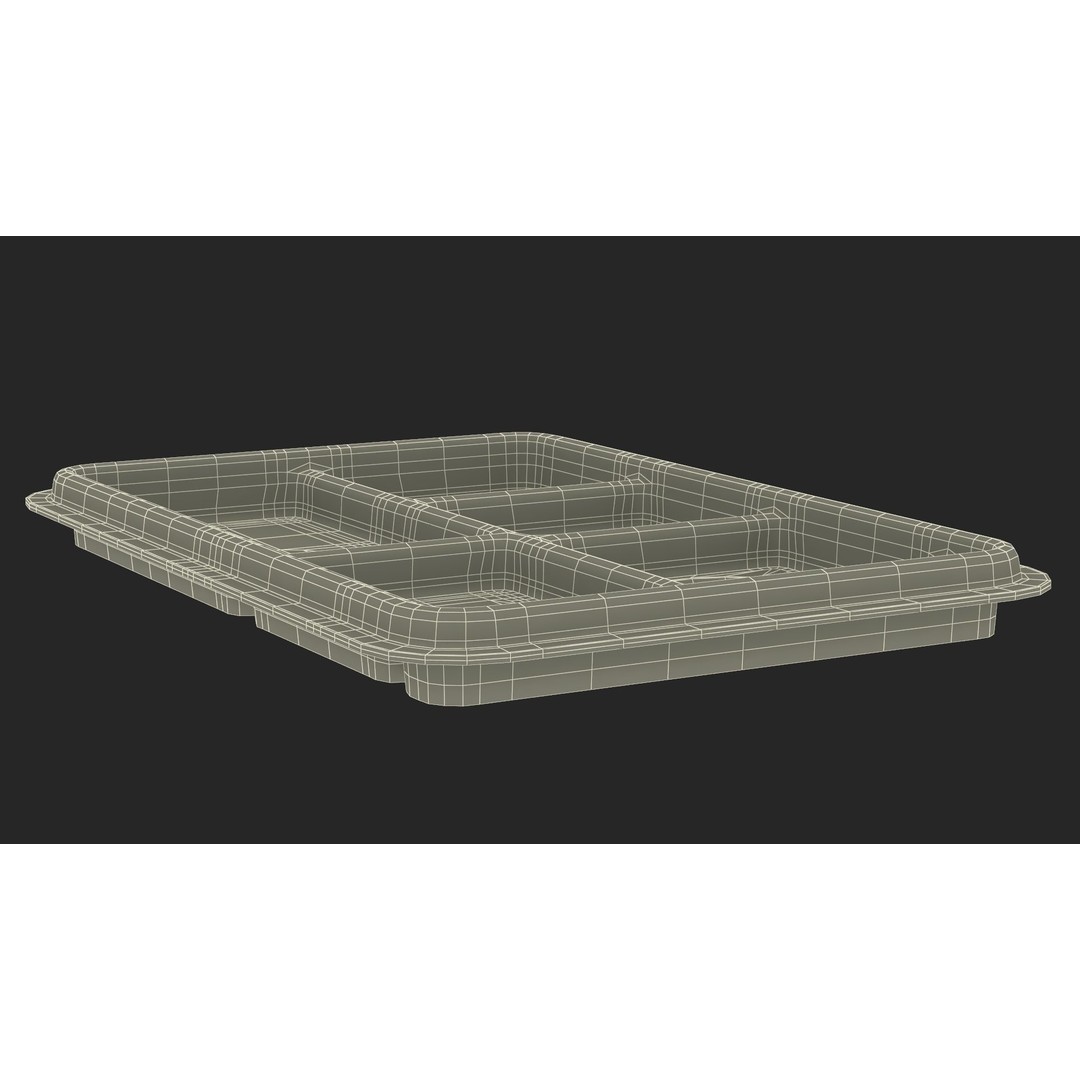 Compartment Meal Tray 3D Model – Blue Catering Accessory, PBR Textures - View 27