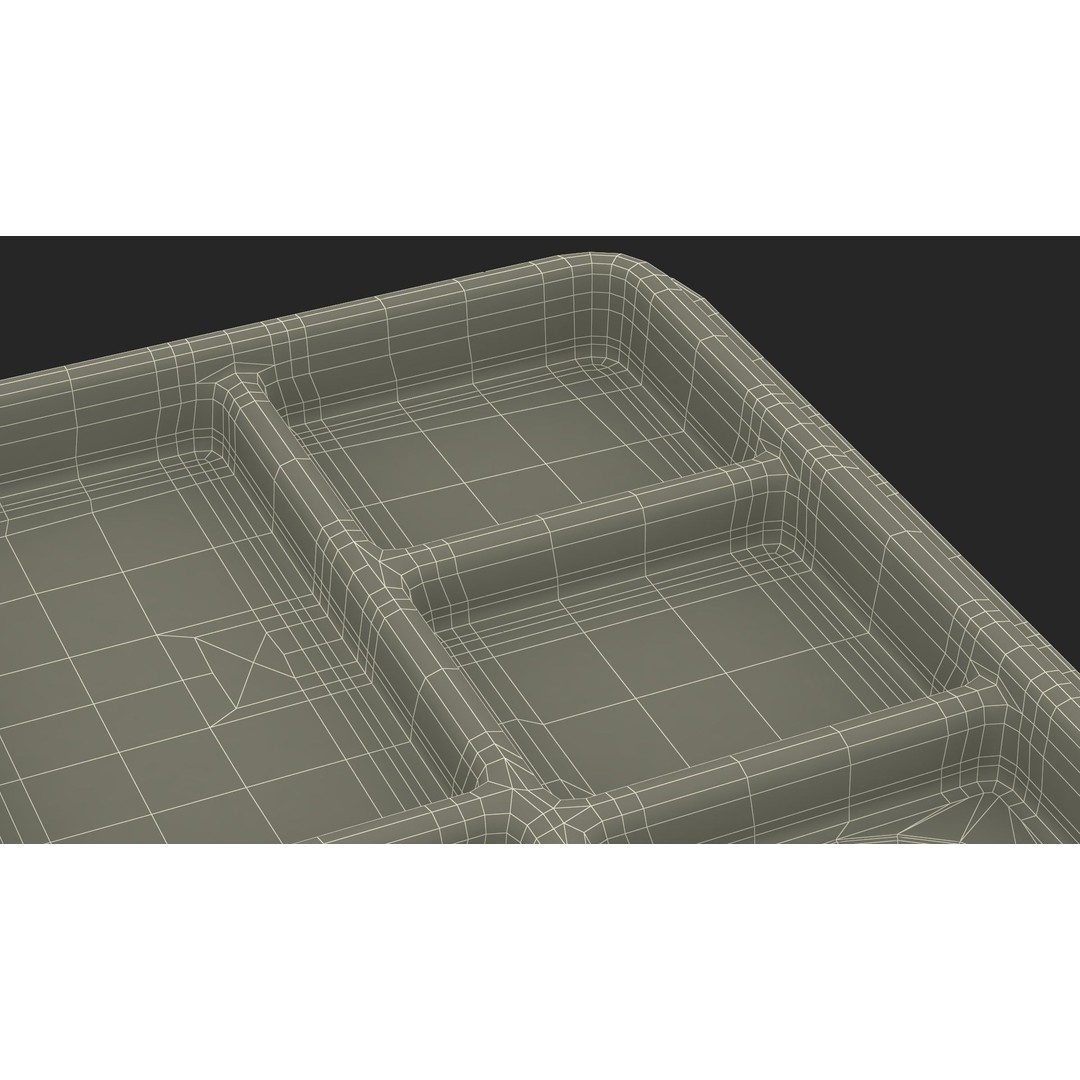 Compartment Meal Tray 3D Model – Blue Catering Accessory, PBR Textures - View 28