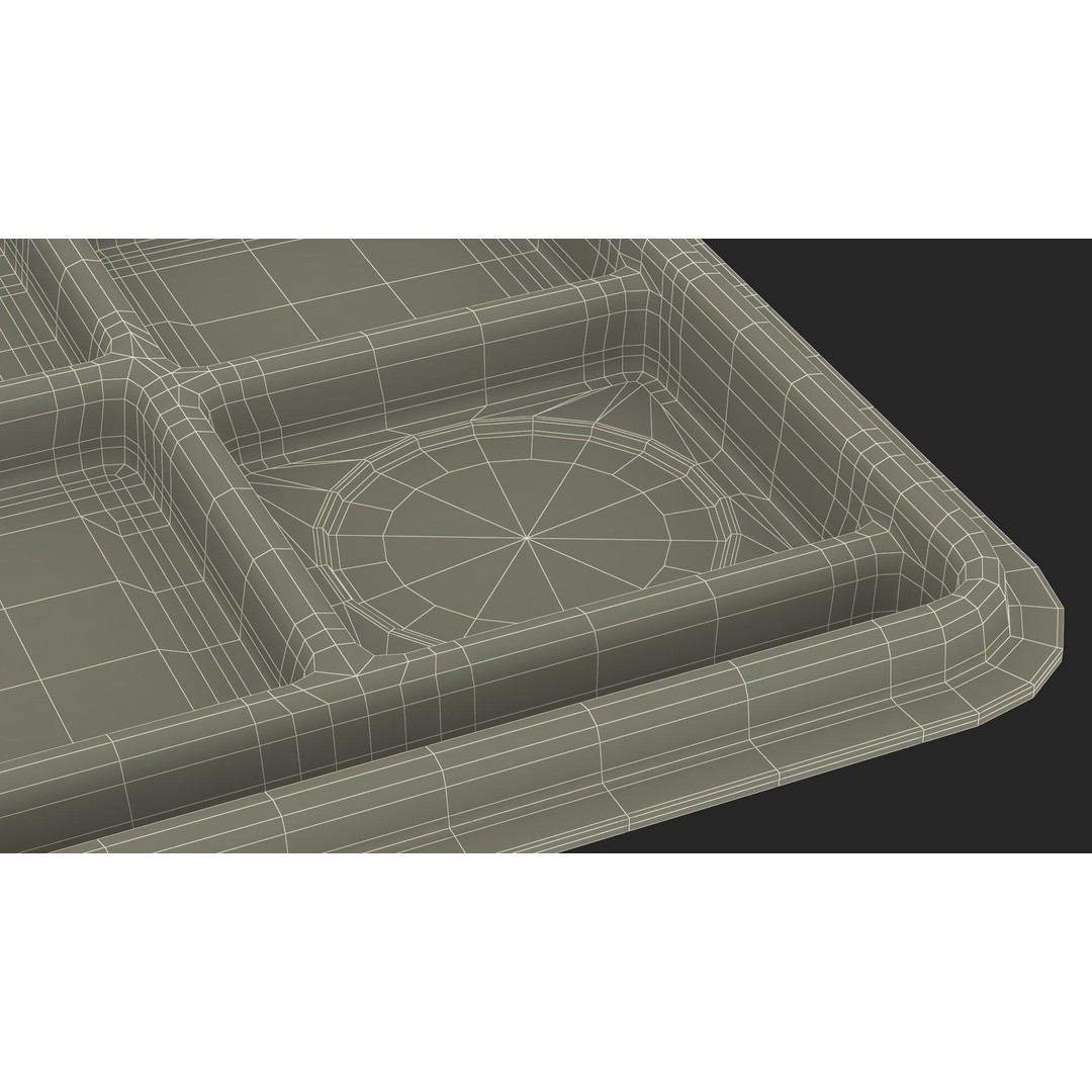 Compartment Meal Tray 3D Model – Blue Catering Accessory, PBR Textures - View 29